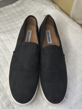 Steve Madden Black  Slip-On Sneakers with White Sole